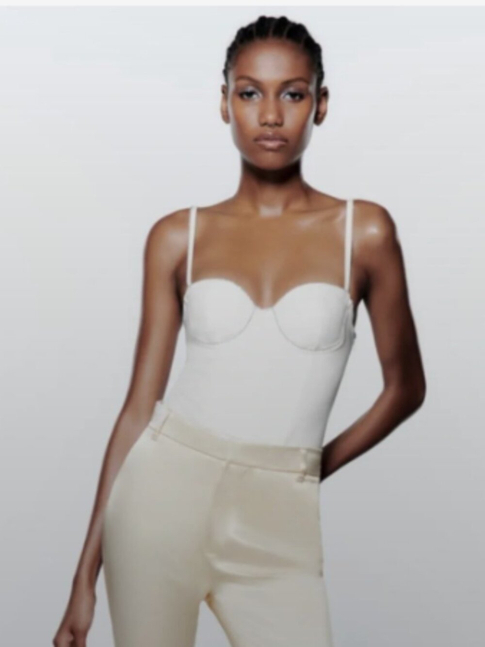 🌹NWOT🌹Zara White Rhinestone Corset Bodysuit